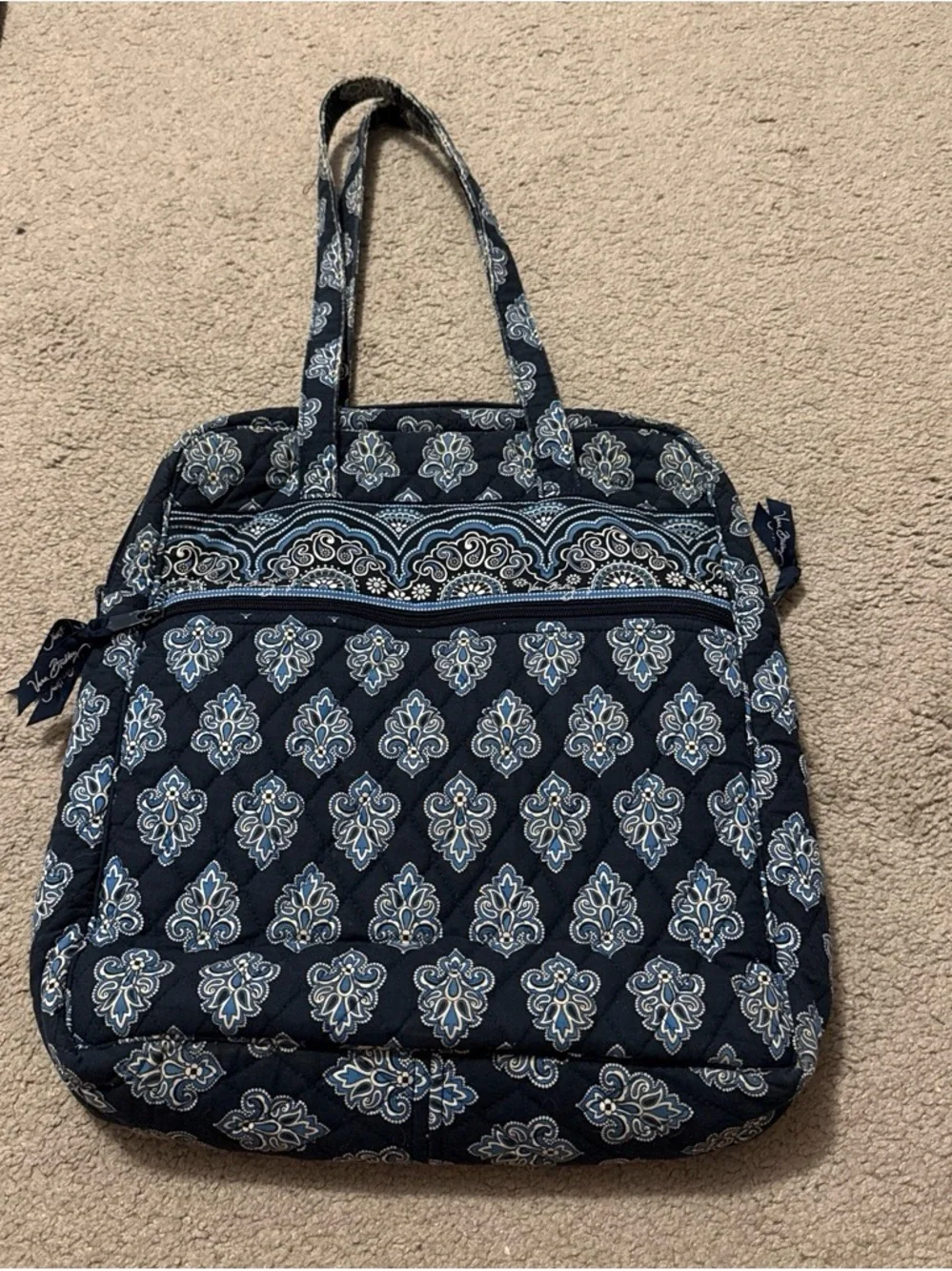 Quilted Navy Patterned Tote Bag Vera Bradley